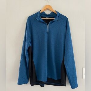 Mens Reebok Blue & Black Athletic 1/4 Zip Pullover